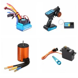 Coupon Wltoys 144001 124018 124019 RC Car Upgraded Brushless 3650 4300KV Motor 120A ESC 21G Servo TX RX Combo Set Parts
