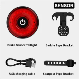 Coupon BIKIGHT Smart Brake Sensing Bike Taillight 4 Light Modes Type-C Rechargeable Waterproof Dustproof Bicycle Rear Light for MTB Road Night Riding Safety