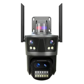 Coupon Hiseeu WF114 8MP 4K WiFi IP Camera Outdoor 8x Zoom Four Lens and Three Screen Auto Tracking Home Security CCTV Surveillance camera