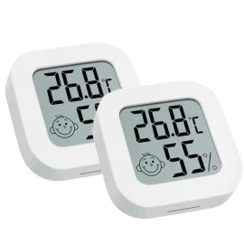 Coupon 2Pcs Indoor Digital LCD Thermometer Hygrometer Electronic Temperature Humidity Meter Sensor Gauge with Air Comfort Indicator for Home Office Bedroom Living Room Bathroom School