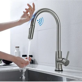 Coupon AGSIVO Smart Touch Kitchen Sink Faucet with Pull Down Sprayer Motion Sensor Cold and Hot Mixed Tap SUS 304 Stainless Steel Brushed Nickle