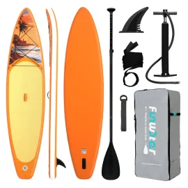 Coupon FunWater 350*84*15CM Load 180KG+ Longer ISUP Inflatable Stand Up Paddle Board Surfboard For Solor Adventure Fimaly Touring Unisex Adult Paddle Board SUPFW54A