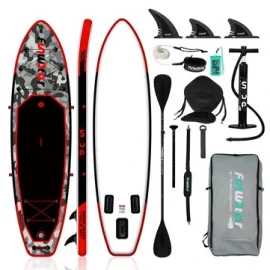 Coupon FunWater Inflatable Paddle Board 12~15PSI Maximum Load 150KG Stand Up Portable Surfboard Pulp Board With Chair ,Waterproof Phonecase, Air Pump, Backpack 330*84*15CM SUPFW10B