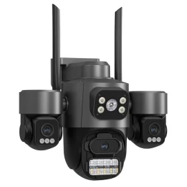 Coupon Guudgo 3MP 5X Zoom Triple Lens Security Camera Outdoor Wireless 360 View WiFi Cloud Storage AI Human Detection Night Vision Siren Alarm IP66 Weatherproof Outdoors Surveillance Camera