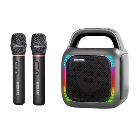 Coupon KARABOX 50W bluetooth Speaker Portable Karaoke Speaker with Dual Microphones 360 HD Stereo Surround Sound RGB Light 8000mAh Battery TWS Pairing Support USB AUX TF Card Playback Wireless KTV Speakers