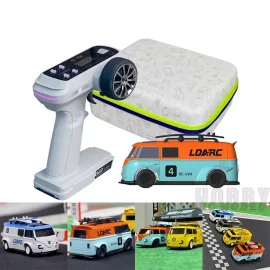 Coupon LDARC V64 1/64 2.4G RWD RC Car Mini Drift Flat On-Road LED Lights LC01 Chassis Micro Van Vehicles Models Full Proportional Remote Control Racing Toys 80 Minutes Playing Time