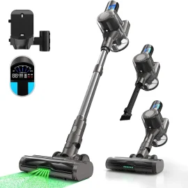 Coupon MOOSOO TD1-Mate Cordless Vacuum Cleaner, 420W/2200mah*7/65db, Powerful Suction Stick Vacuum with LED Display, Lightweight Vacuum Cleaner with 45 Minutes Run-Time for Hardwood Floor Carpet Pet Hair Car