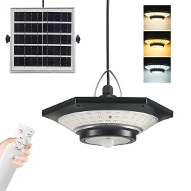 Coupon 228LED Motion Sensor Solar Pendant Light Outdoor Waterproof with Remote Control 3 Modes Garden Light