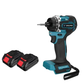 Coupon Drillpro 20+1 Brushless Electric Screwdriver 1000W Torque with Dual Speed Capabilities Compatible with 18V Batteries Ideal for Steel and Woodworking Tools – Two Batteries