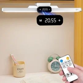 Coupon Elfeland 40cm Rechargeable LED Desk Clock Lamp with Remote Eye Caring Light Magnetic Mount Dimmable 3 Color Temperatures Timer Function