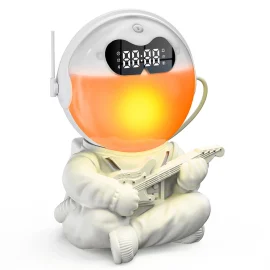 Coupon Elfeland Astronaut Design Sunrise Alarm Clock Mood Bluetooth Night Light Sleep Aid Touch Lamp Sound Machine Child Gift