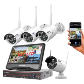 Coupon Hiseeu 4HB615 4HB613 5M 3MP 8CH NVR Security Cameras System Kit Waterproof Wireless Outdoor CCTV Camera Surveillance System Set with 10.1 inch Monitor