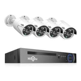 Coupon Hiseeu PK 4HB615 5MP H.265 POE IP Camera 4 Cameras Security System IP66 Waterproof Night Vision Audio Recording AI Detection XmEye Pro App Remote Access