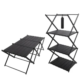 Coupon IPRee 2 in 1 Ultra Light Outdoor Folding Shelves and Tables Camping Portable Multi Layer Shelves Table Picnic Supplies Equipment Storage for Outdoor Camping,Picnics,BBQs