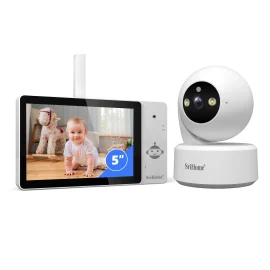 Coupon SriHome DH050 SH064 4K 8MP Smart Baby Monitoring Camera Kit with 5 inch Touch Screen 3X Digital Zoom 355 PTZ AI Crying Detection Color Night Vision Human Tracking Alarm 2 Way Audio Home Monitor Viewing Cameras