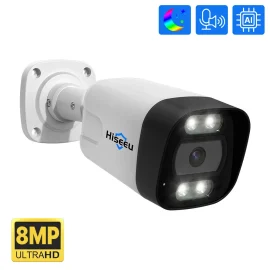 Coupon Hiseeu HB718 PA 4K 8MP POE IP Camera Intelligent Night Vision P2P Motion Detection Two way Audio H.265 Waterproof Outdoor CCTV Safety Camera for Home Use