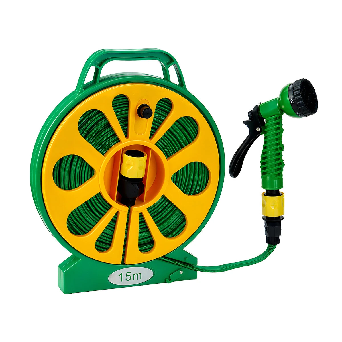 Coupon Drillpro Water Pipe 15m PVC Hose with 5 Patterns Spray Nozzle for 1/2 Inch or 3/4 Inch Faucets Gardening Cleaning