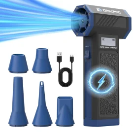 Coupon DRILLPRO P30 Turbo Fan 130,000RPM 300g Peak Wind Pressure with 5000mAh Battery Various Nozzle Combinations Portable 29mm Brushless Motor High Performance