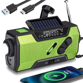 Coupon IPRee Emergency Weather Radio Outdoor Portable Hand Crank Radio Solar Powered AM or FM SOS Alarm LED Reading Lamp Flashlight Power Bank