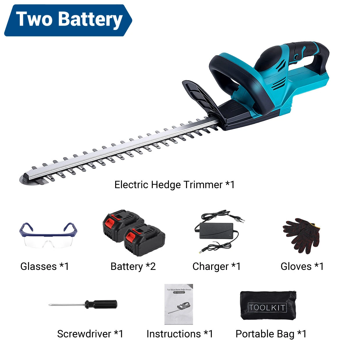 Coupon Drillpro Electric Hedge Trimmer 18V Cordless 2000W 15000 RPM 510mm SK5 Blade Adjustable Head Lawn Mower Shrub Shear Landscaping Garden Tool