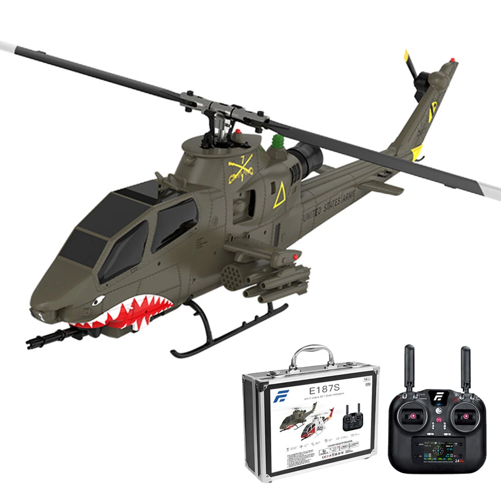 Coupon Eachine E187S AH-1 Cobra 2.4G 9CH 6G GPS Optical Flow Localization LiDAR TOF Altitude Hold Dual Brushless Motor 1:32 Scale Flybarless RC Helicopter RTF